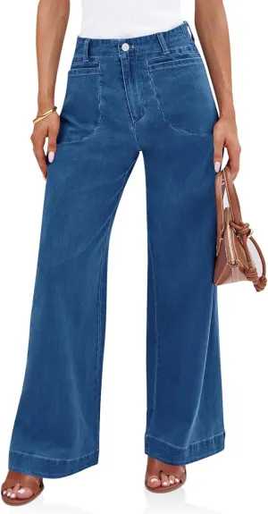 Cicy Bell Womens Wide Leg Jeans High Waisted Stretchy Baggy Loose Denim Casual Pants with Pockets