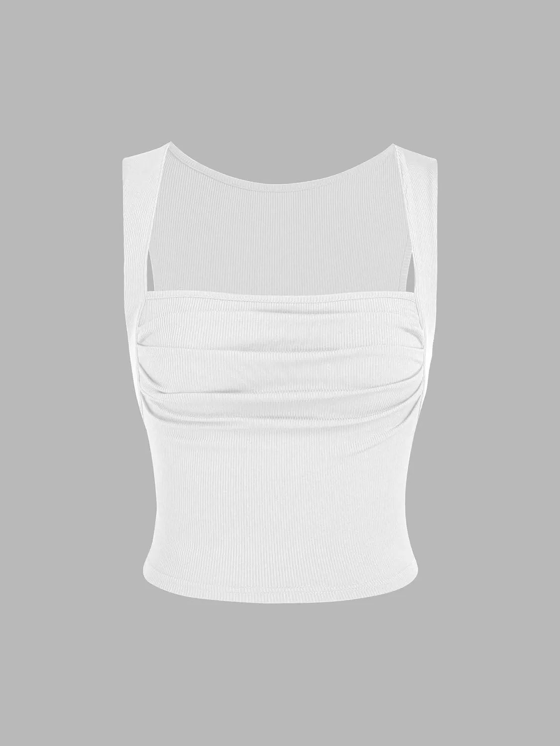 CIDER 2 Pack Women Tank Tops Set Ruched Square Neck Sleeveless Going Out Cute Crop Top Trendy