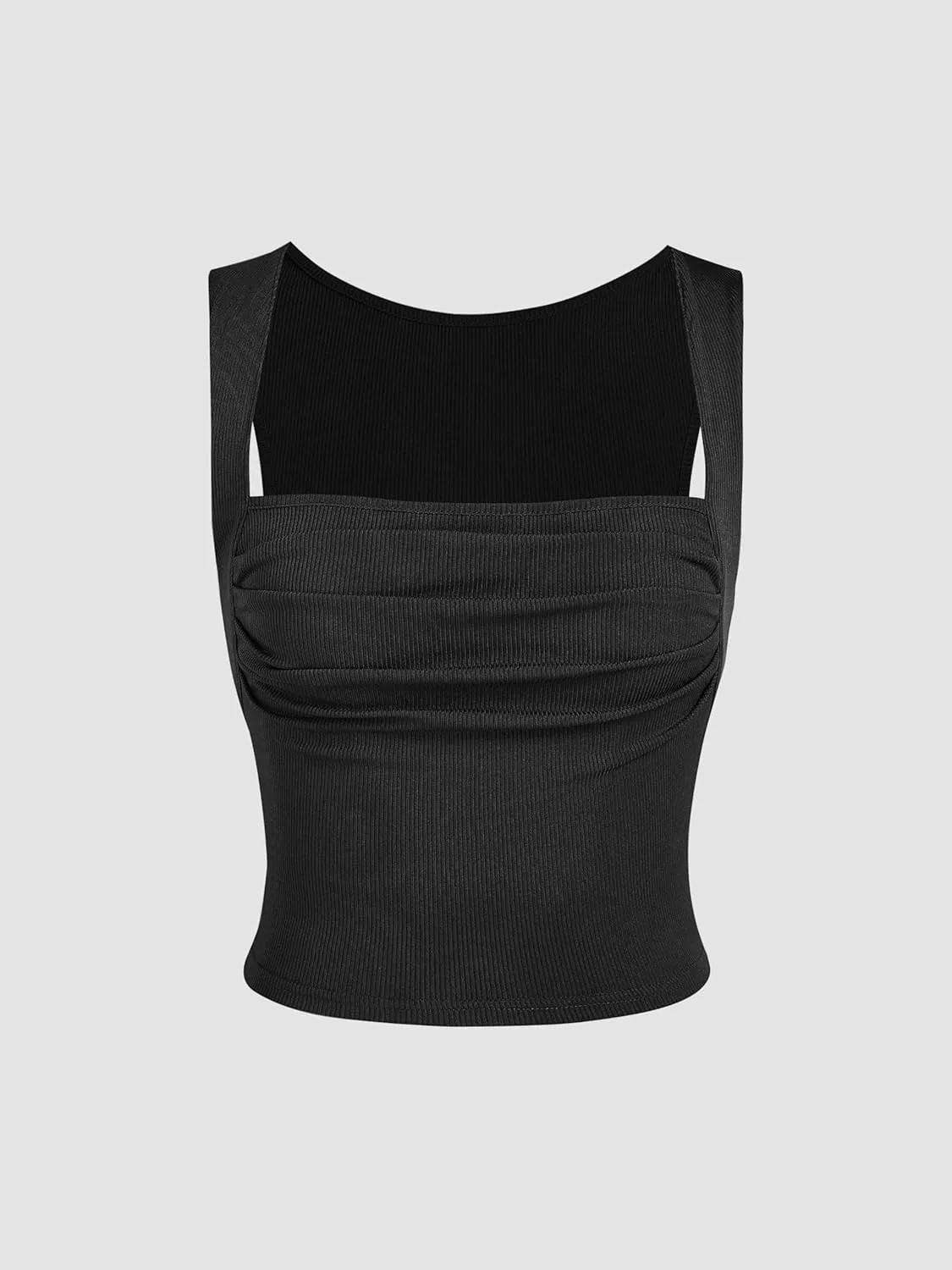 CIDER 2 Pack Women Tank Tops Set Ruched Square Neck Sleeveless Going Out Cute Crop Top Trendy