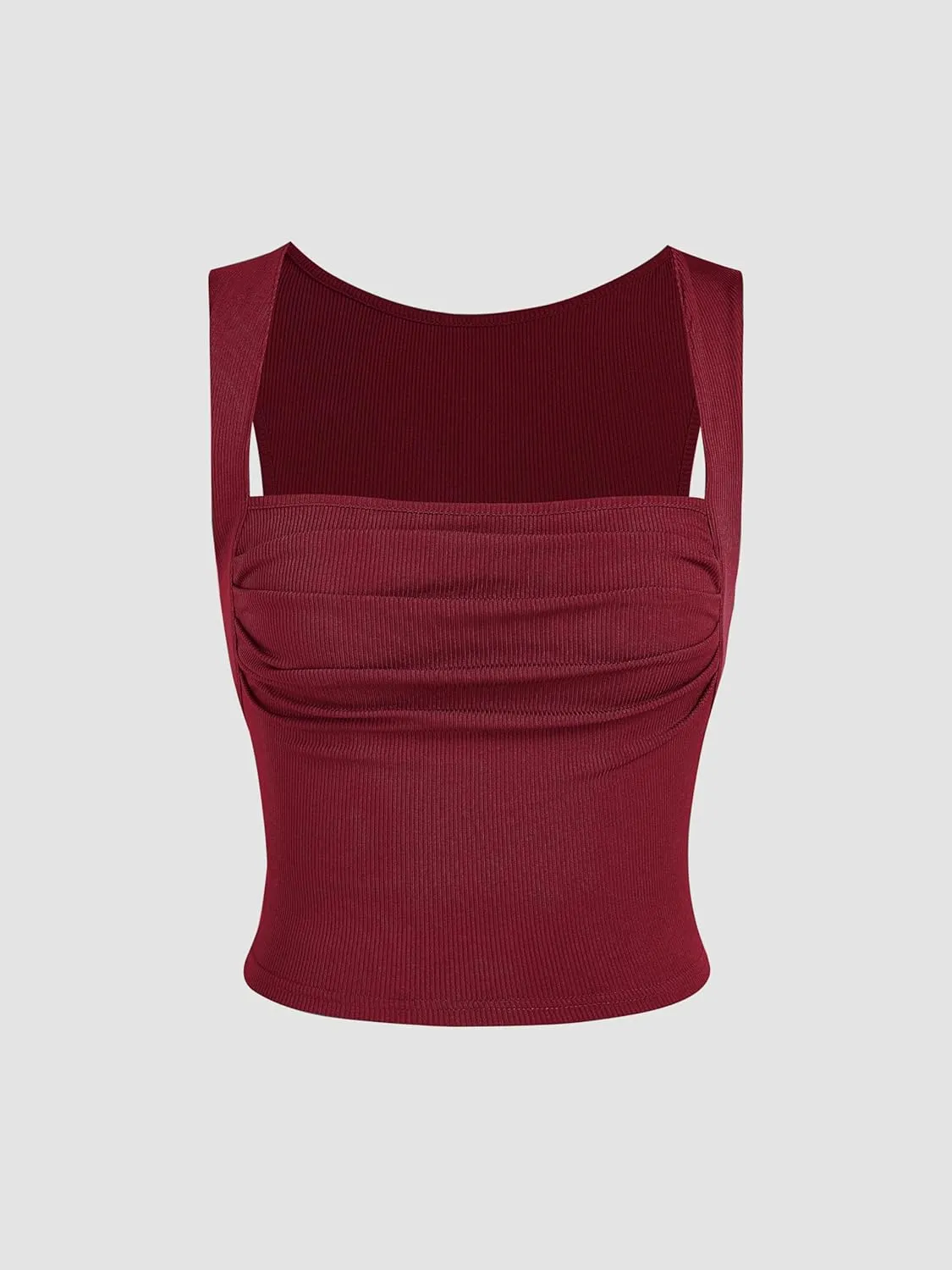 CIDER 2 Pack Women Tank Tops Set Ruched Square Neck Sleeveless Going Out Cute Crop Top Trendy