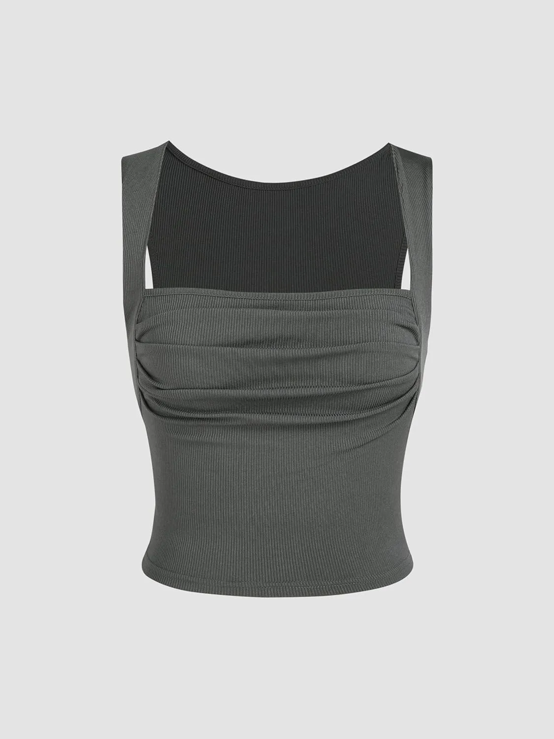 CIDER 2 Pack Women Tank Tops Set Ruched Square Neck Sleeveless Going Out Cute Crop Top Trendy