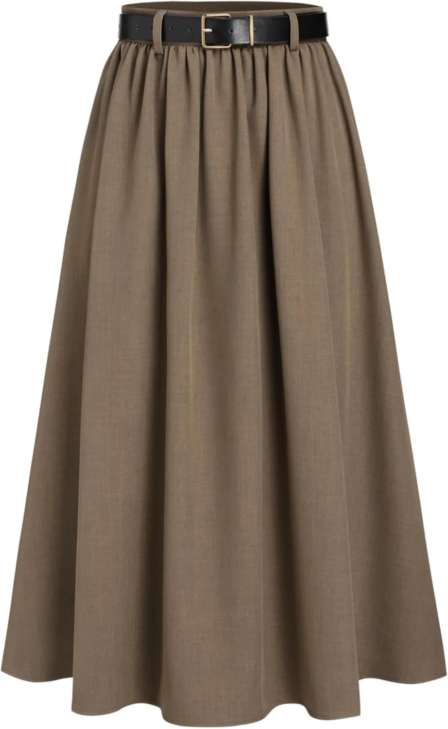 CIDER High Waist Solid Belted Maxi Skirt