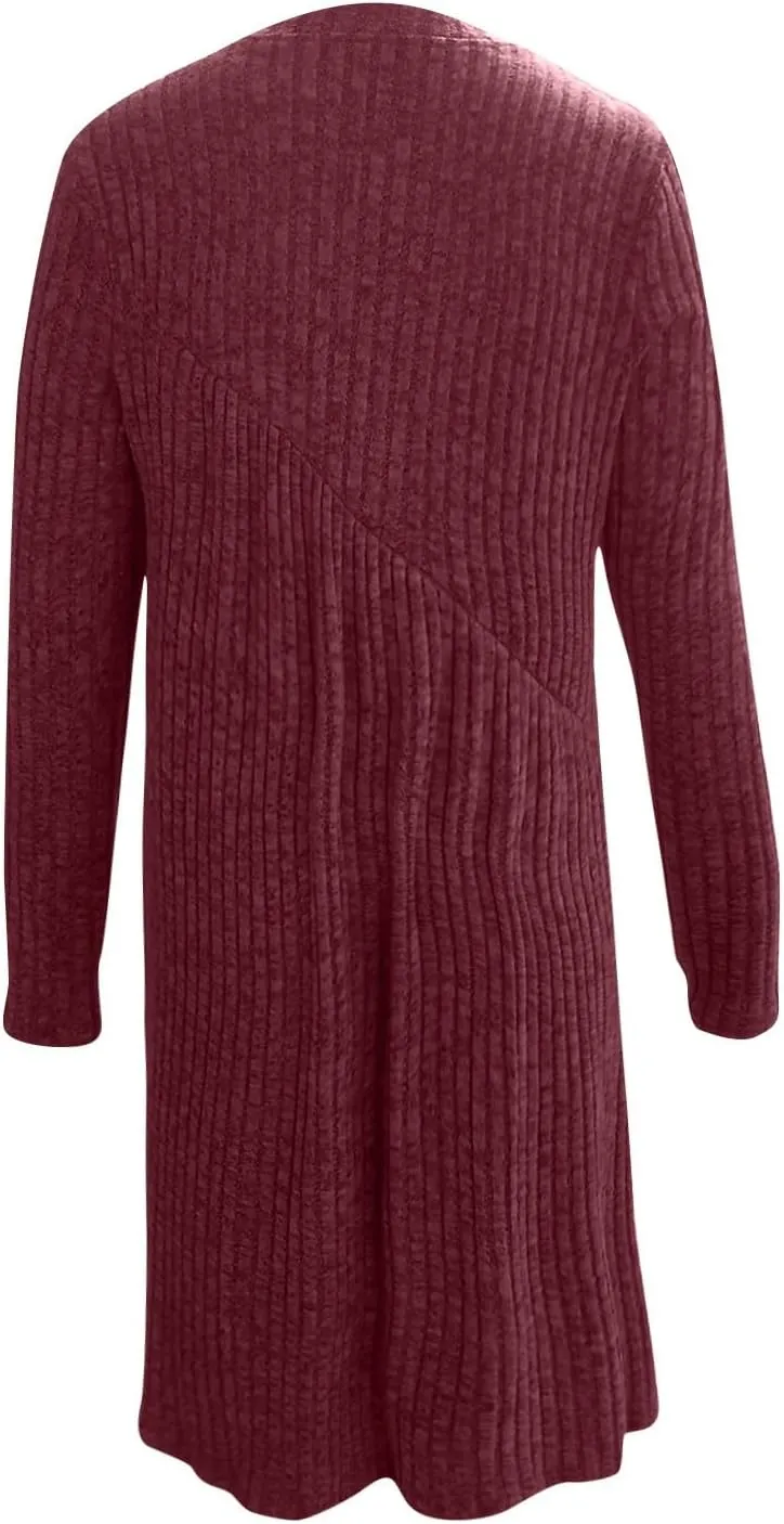 COTECRAM Fall Dresses for Women 2024 Trendy Round Neck Long Sleeve Casual Sweater Dress Spring Fashion Knit Tunic Dress