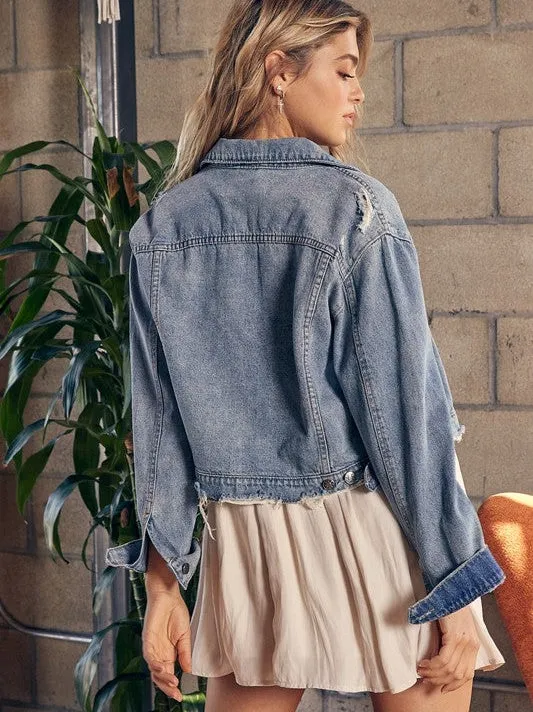 Denim Quest Cropped Denim Jacket