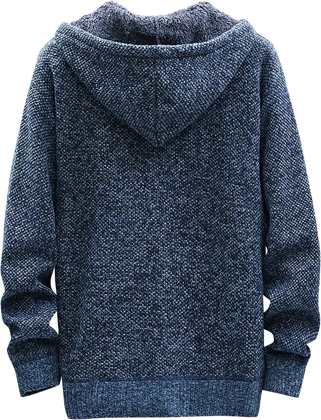 DuDubaby Fleece Lined Hoodie for Men Fall and Winter Casual Sweater Jacket Warm Knit Sweater Hooded Hoodie