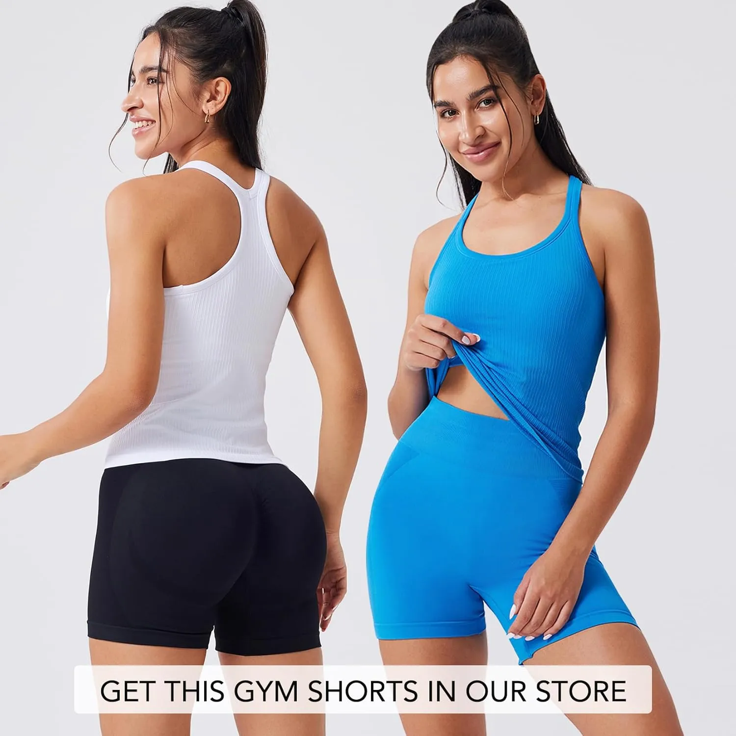 Evercute Women's 1/2/3 Pack Ribbed Workout Tank Tops with Built in Bra Racerback Seamless Crop Tank Tops Camisole Sport Tanks