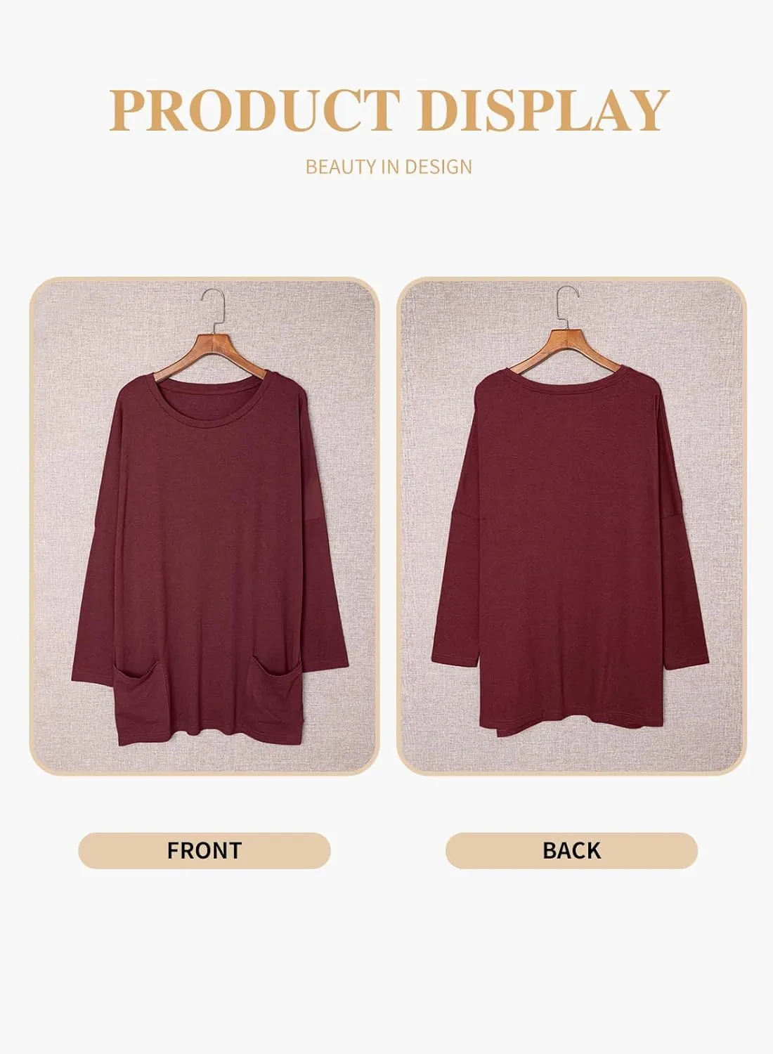 Eytino Womens Plus Size Long Sleeve Tops Crewneck Lightweight Sweatshirt Loose Casual Oversized T Shirts with Pockets(1X-5X)