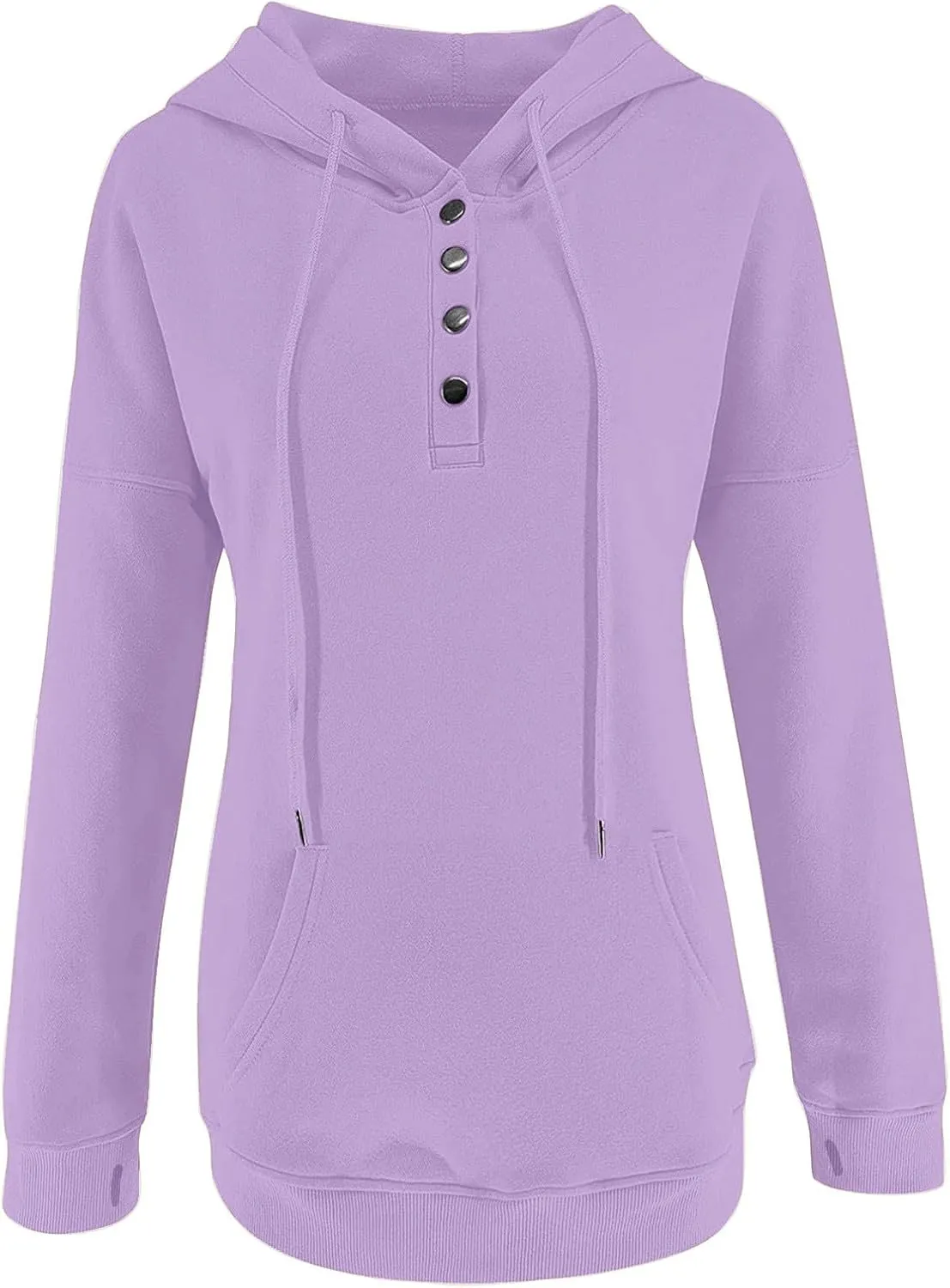 Fall Hoodies for Women Fashion 2023 Button Down Thumb Hole Hooded Sweatshirt Casual Pullover Tops with Kangaroo Pocket