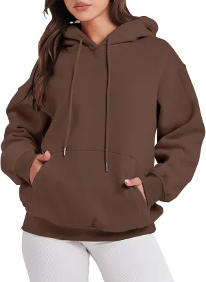 Fall Oversized Casual Sweatshirts with Pocket Ladies Women Hooded Print Round Neck Sweatshirt Long Sleeve with