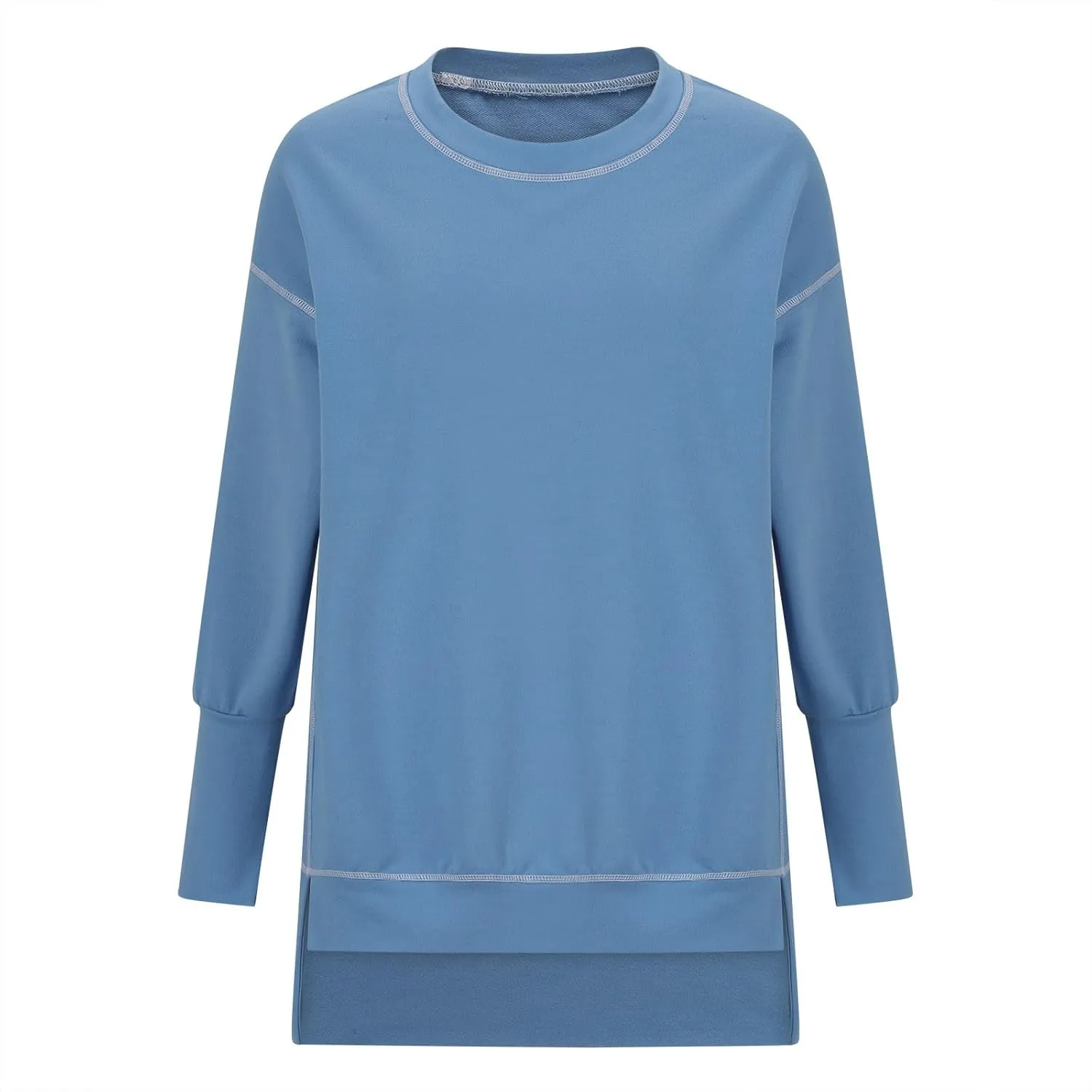 Fall Sweatshirts For Women Trendy 2024 Oversized Long Sleeve Crewneck Pullover Tops Side Slit Slouchy Sweatshirt