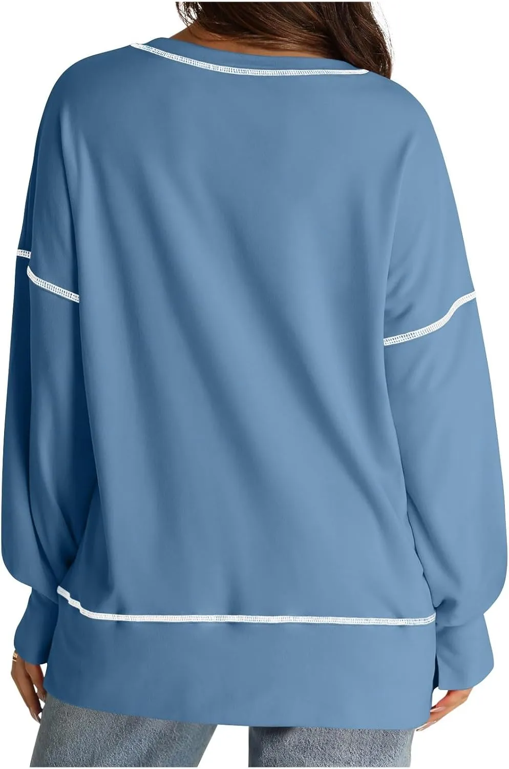 Fall Sweatshirts For Women Trendy 2024 Oversized Long Sleeve Crewneck Pullover Tops Side Slit Slouchy Sweatshirt