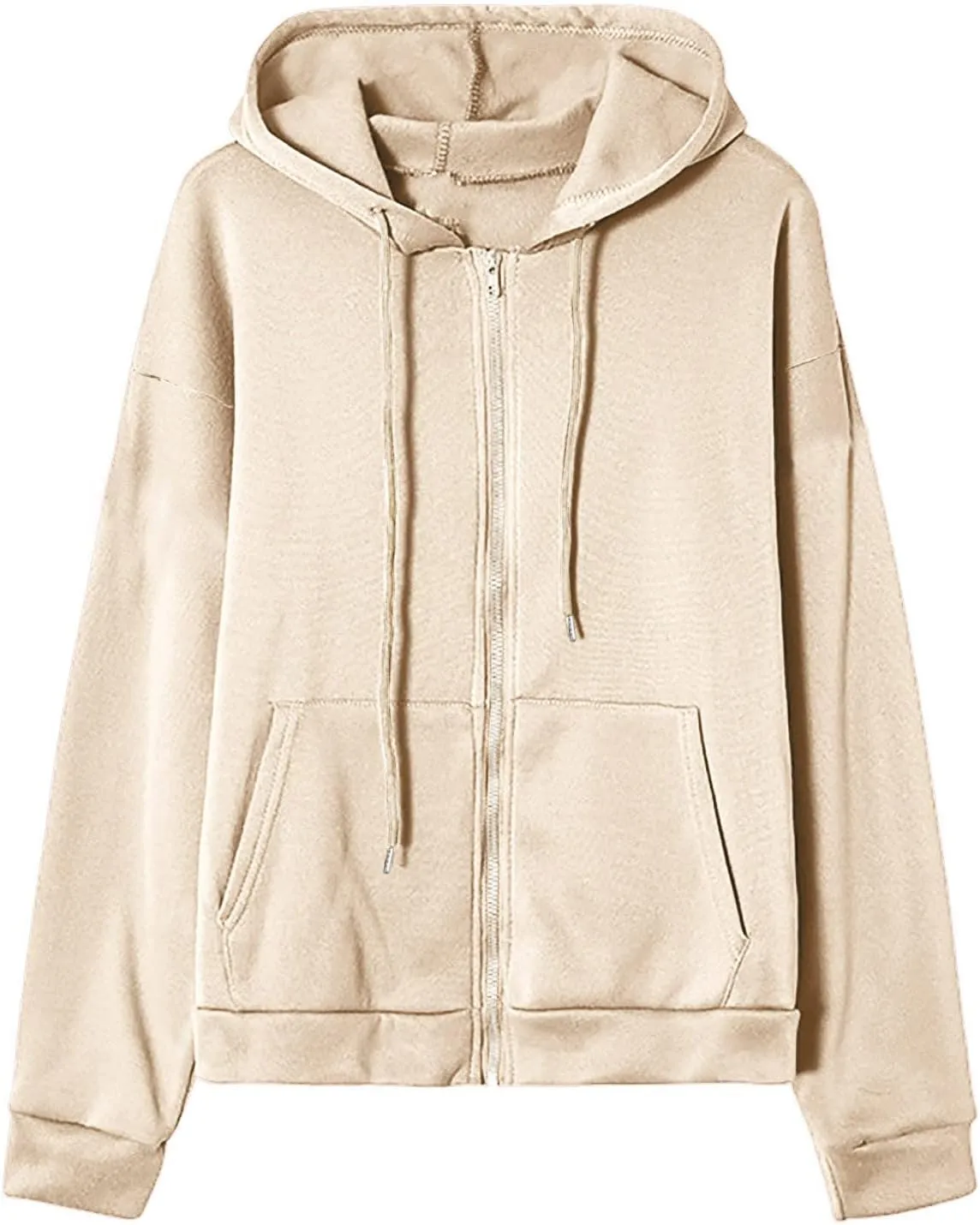 fartey Zip Up Hoodie Women Oversized Long Sleeve Sweatshirts Teen Girl Y2K Clothes Casual Drawstring Jackets With Pockets