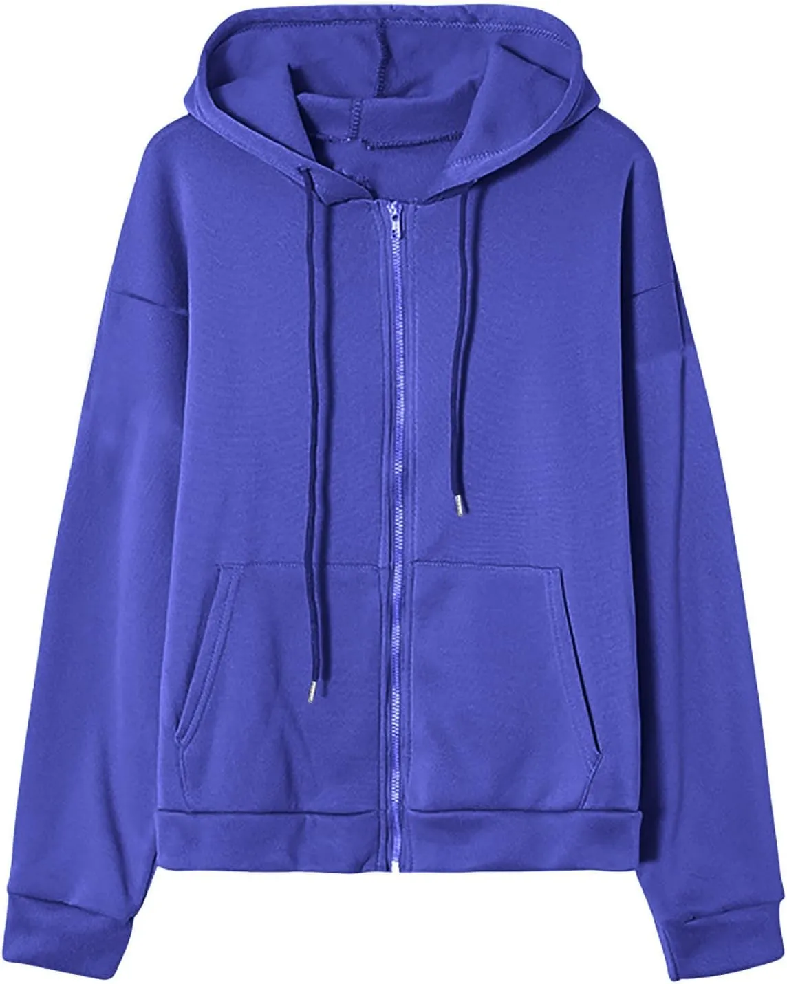 fartey Zip Up Hoodie Women Oversized Long Sleeve Sweatshirts Teen Girl Y2K Clothes Casual Drawstring Jackets With Pockets