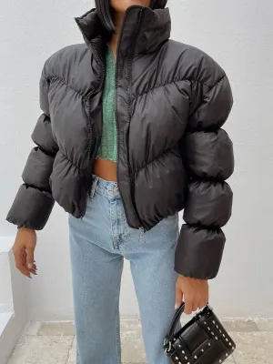 FITTED BUBBLE JACKET - BLACK
