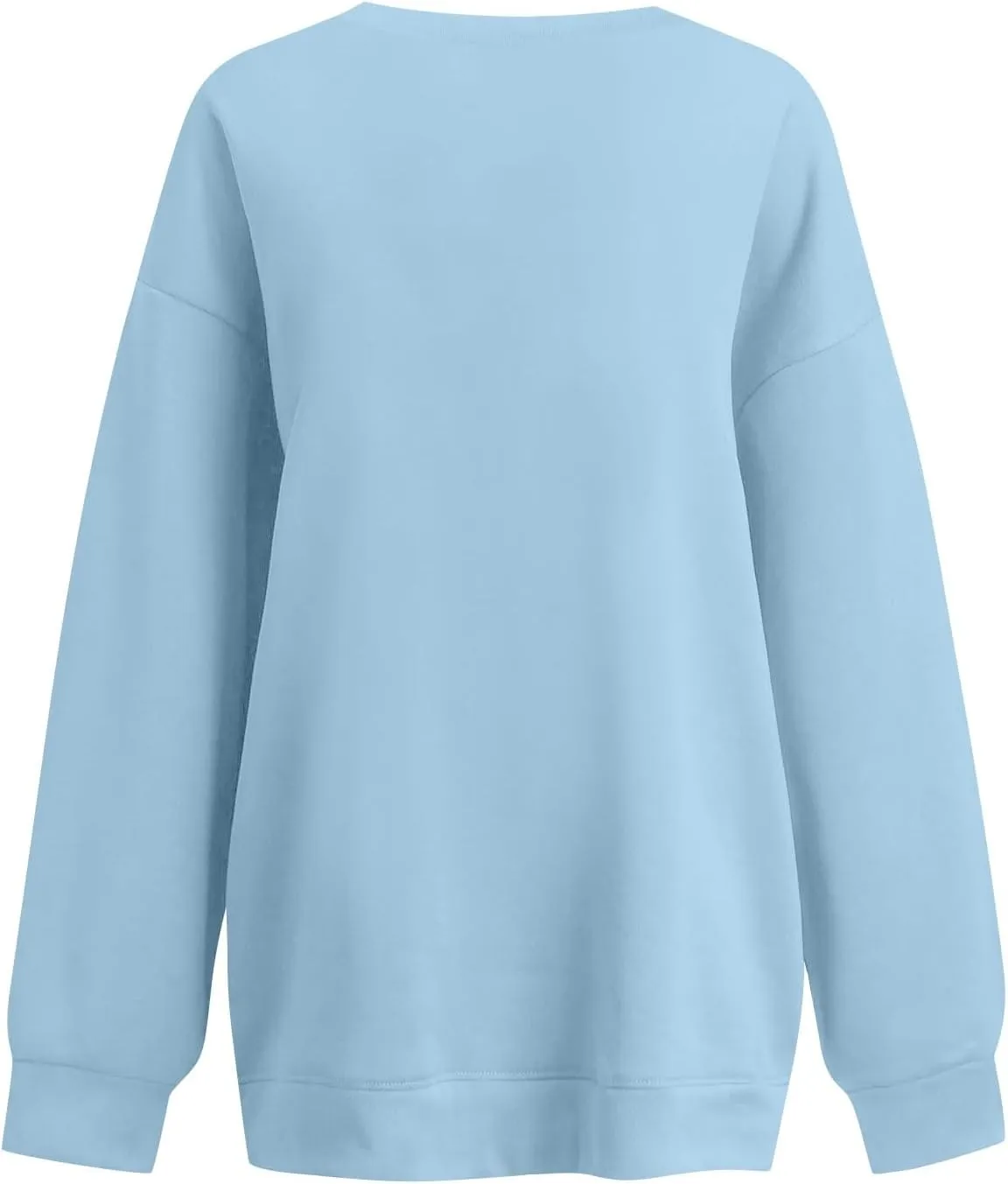 Fleece V Neck Sweatshirt Women Plain Drop Shoulder Oversized Sweatshirts Casual Baggy Comfy Soft Cotton Pullover Tops