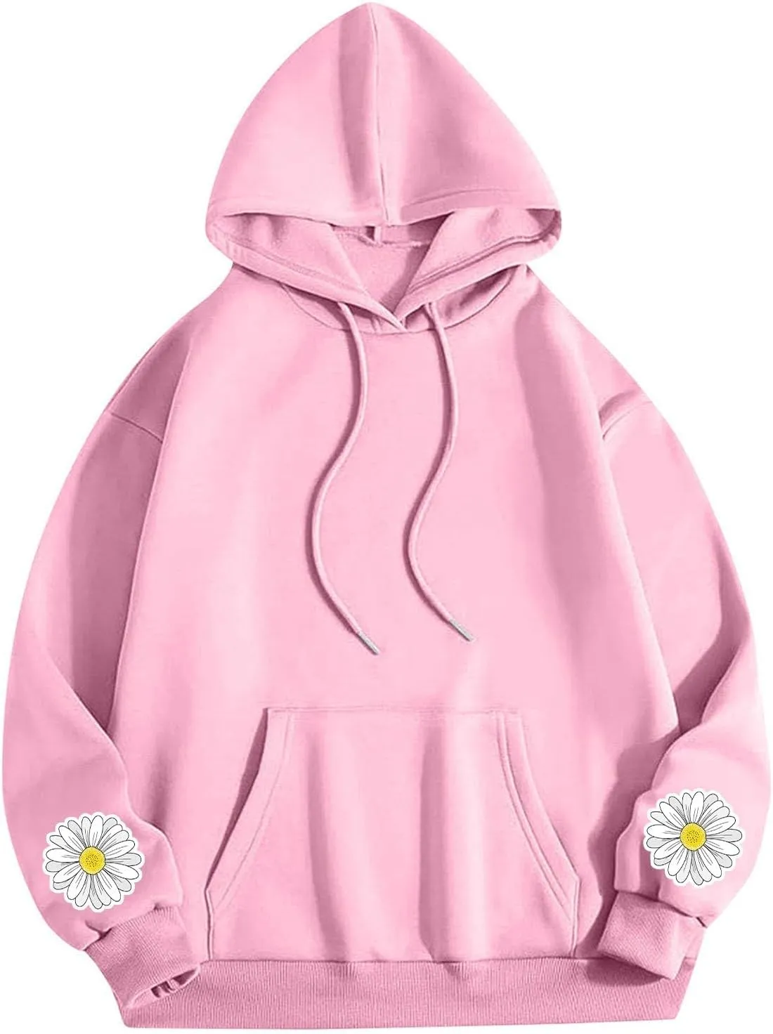 Floral Daisy Print Hoodie Women Oversized Casual Pullover Pocket Long Sleeve Sweatshirt Lounge Outfits