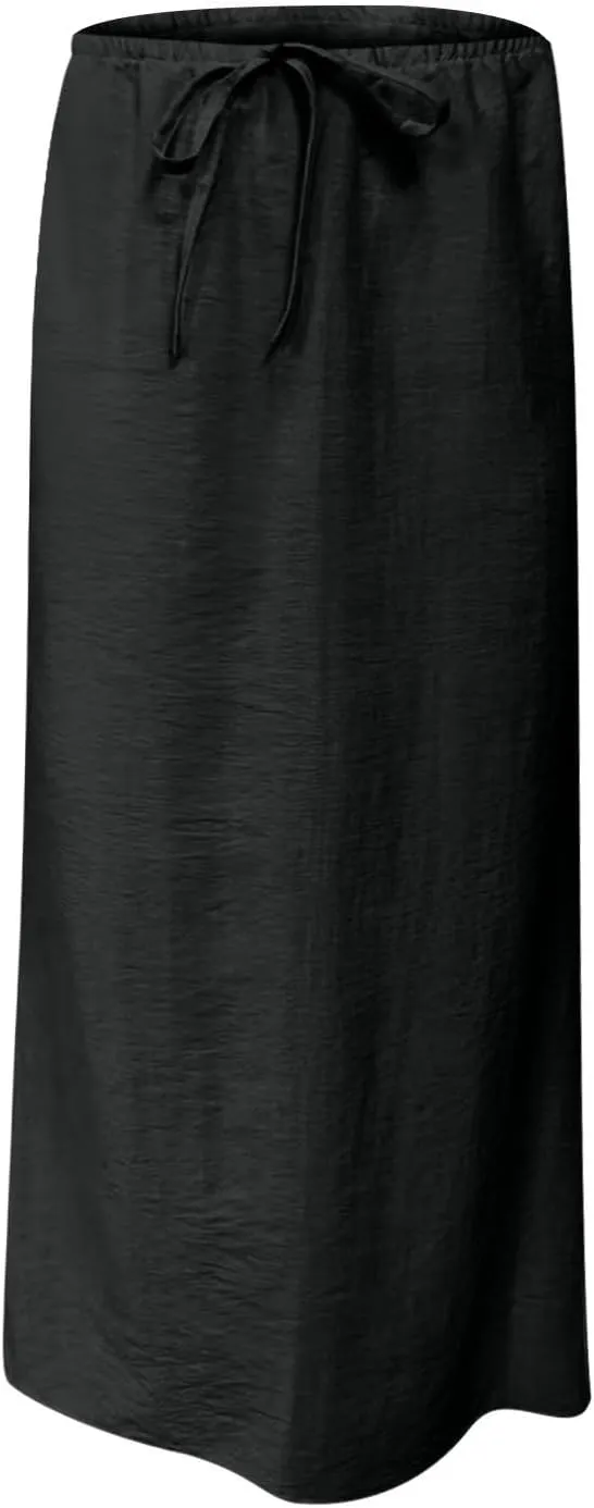 for Women Linen Maxi Long Midi Knee High Slim Tunic Boho Ruched Low Rise Basic Skirts Women 2025