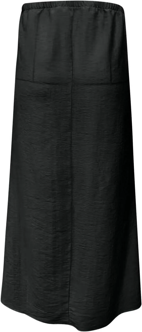 for Women Linen Maxi Long Midi Knee High Slim Tunic Boho Ruched Low Rise Basic Skirts Women 2025