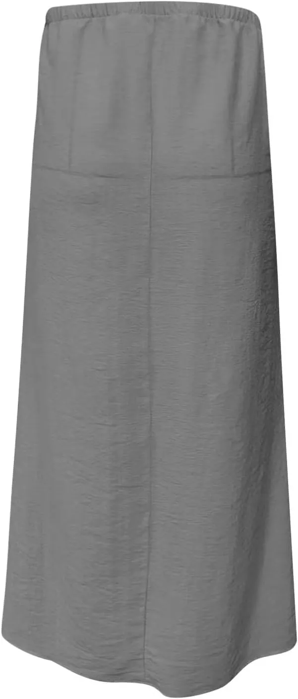 for Women Linen Maxi Long Midi Knee High Slim Tunic Boho Ruched Low Rise Basic Skirts Women 2025