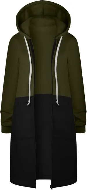 GOFULY Sweatshirt Dress Women Lightweight Zip Up Hoodies Fleece Fall Long Sleeve Drawstring Clothes Solid Jacket With Pockets
