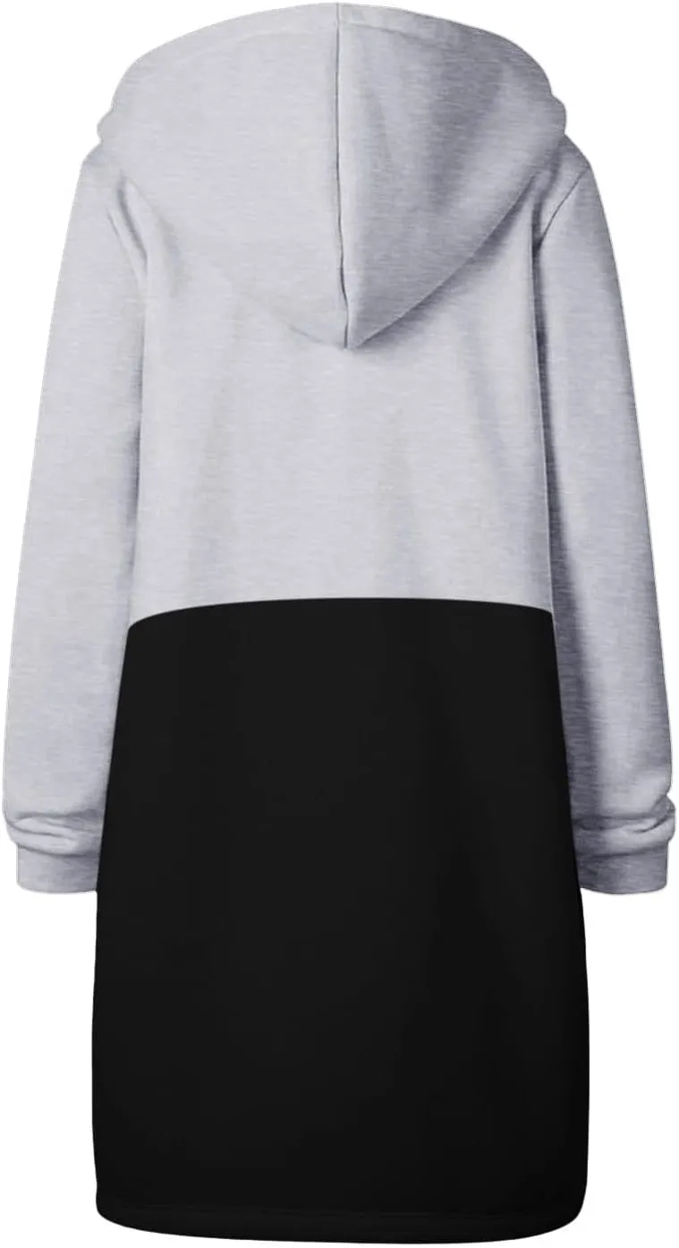 GOFULY Sweatshirt Dresses For Women Lightweight Zip Up Hoodies Fleece Fall Long Sleeve Knee Length Tunic Outfits Jackets