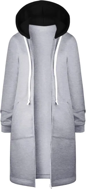 GOFULY Sweatshirt Dresses For Women Lightweight Zip Up Hoodies Fleece Fall Long Sleeve Knee Length Tunic Outfits Jackets