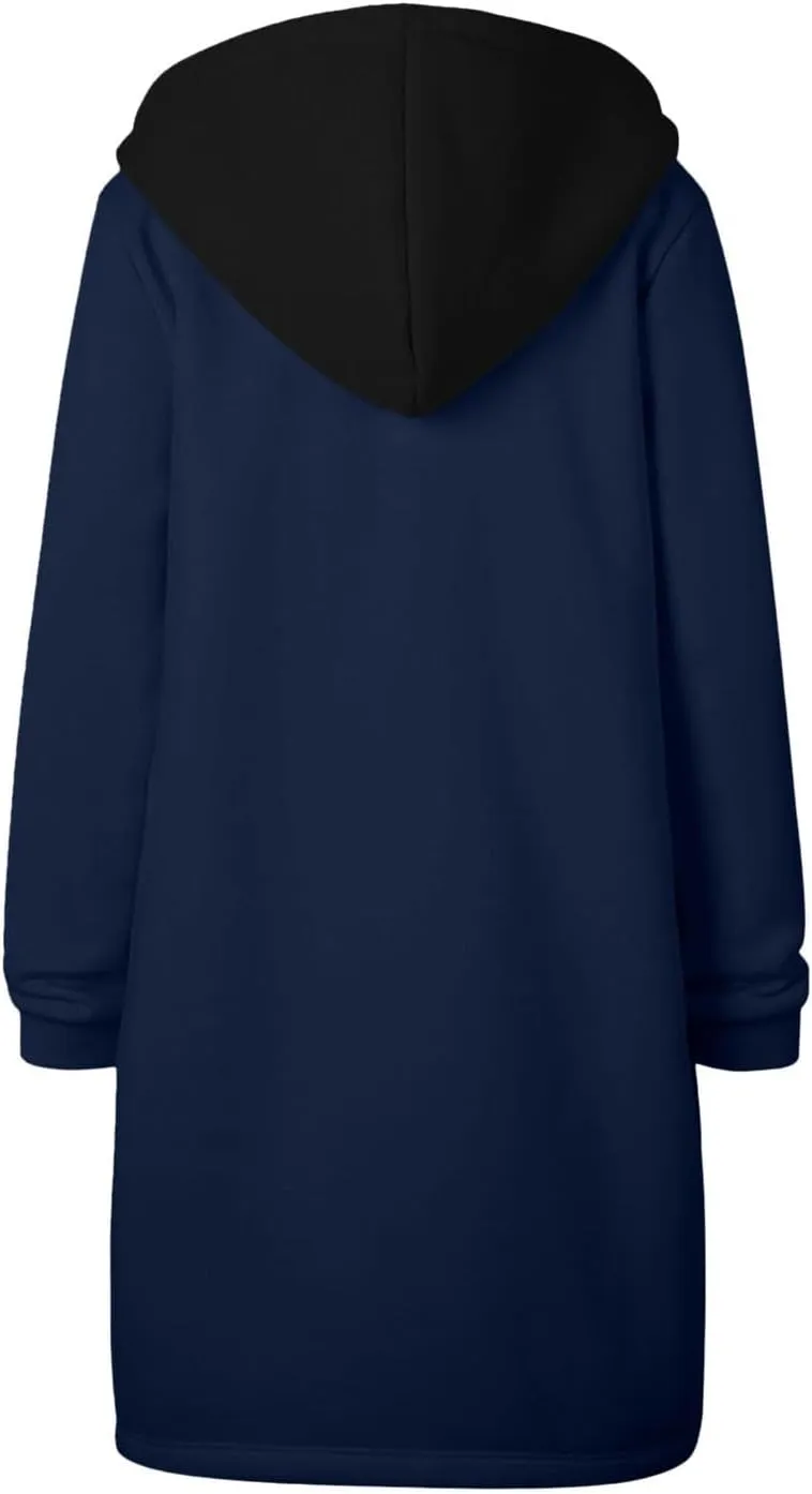 GOFULY Sweatshirt Dresses For Women Lightweight Zip Up Hoodies Fleece Fall Long Sleeve Knee Length Tunic Outfits Jackets