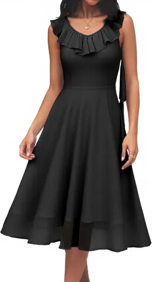 HomRain Women's Formal Prom Dresses for Women 2025, Evening Graduation Chiffon Cocktail Ruffle Wedding Guest Dress