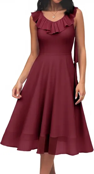 HomRain Women's Formal Prom Dresses for Women 2025, Evening Graduation Chiffon Cocktail Ruffle Wedding Guest Dress