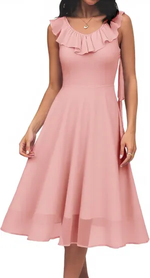 HomRain Women's Formal Prom Dresses for Women 2025, Evening Graduation Chiffon Cocktail Ruffle Wedding Guest Dress
