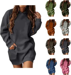 Hoodie Dress for Women 2025 Plus Size Trendy Comfy Long Sleeve Spring Sweatshirts Casual Cute Pullover with Pockets