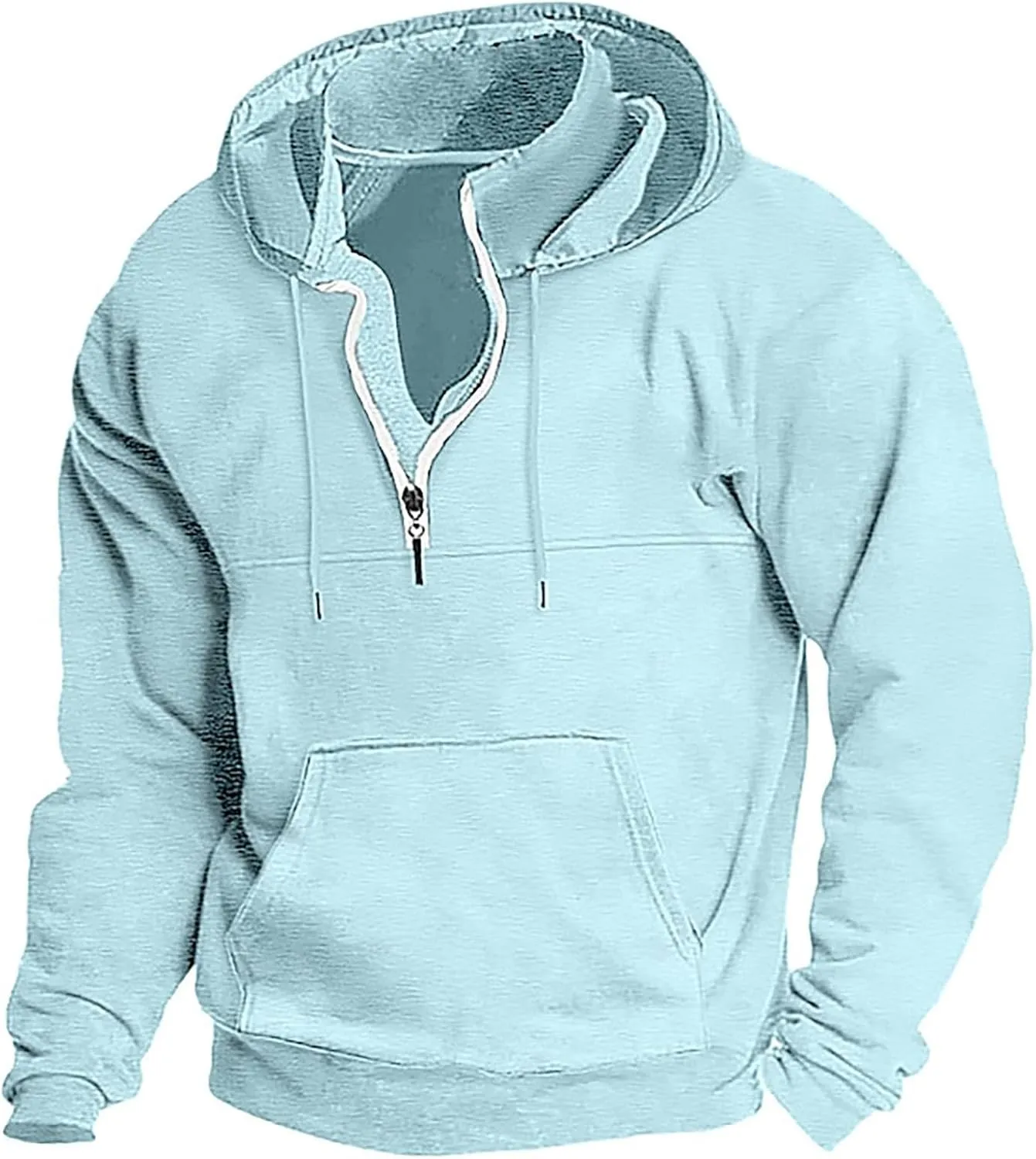 Hoodies for Men Quarter Zip Up Hoodie Pullover Loose Fit Heavyweight Hooded Sweatshirt for Men with Pocket