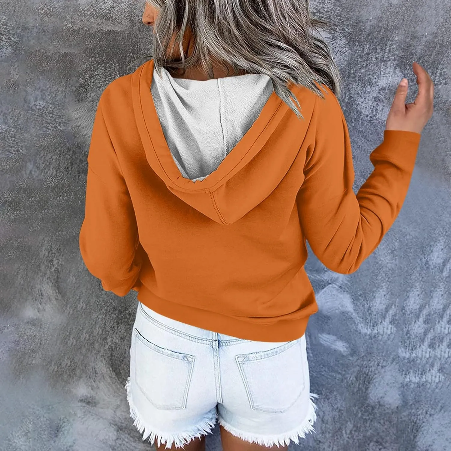 hoodies for women oversized sweatshirt trendy long sleeve button drawstring pullover sweater tops fall winter clothes 