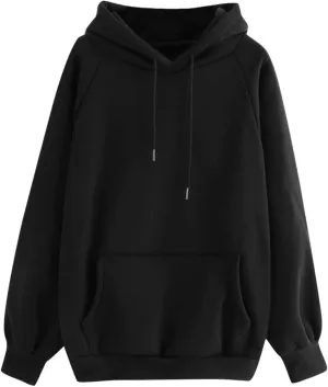 Hoodies for Women Pullover Basic Solid Long Sleeve Crewneck Sweatshirts Teen Girls Oversized Hooded Tops Shirts