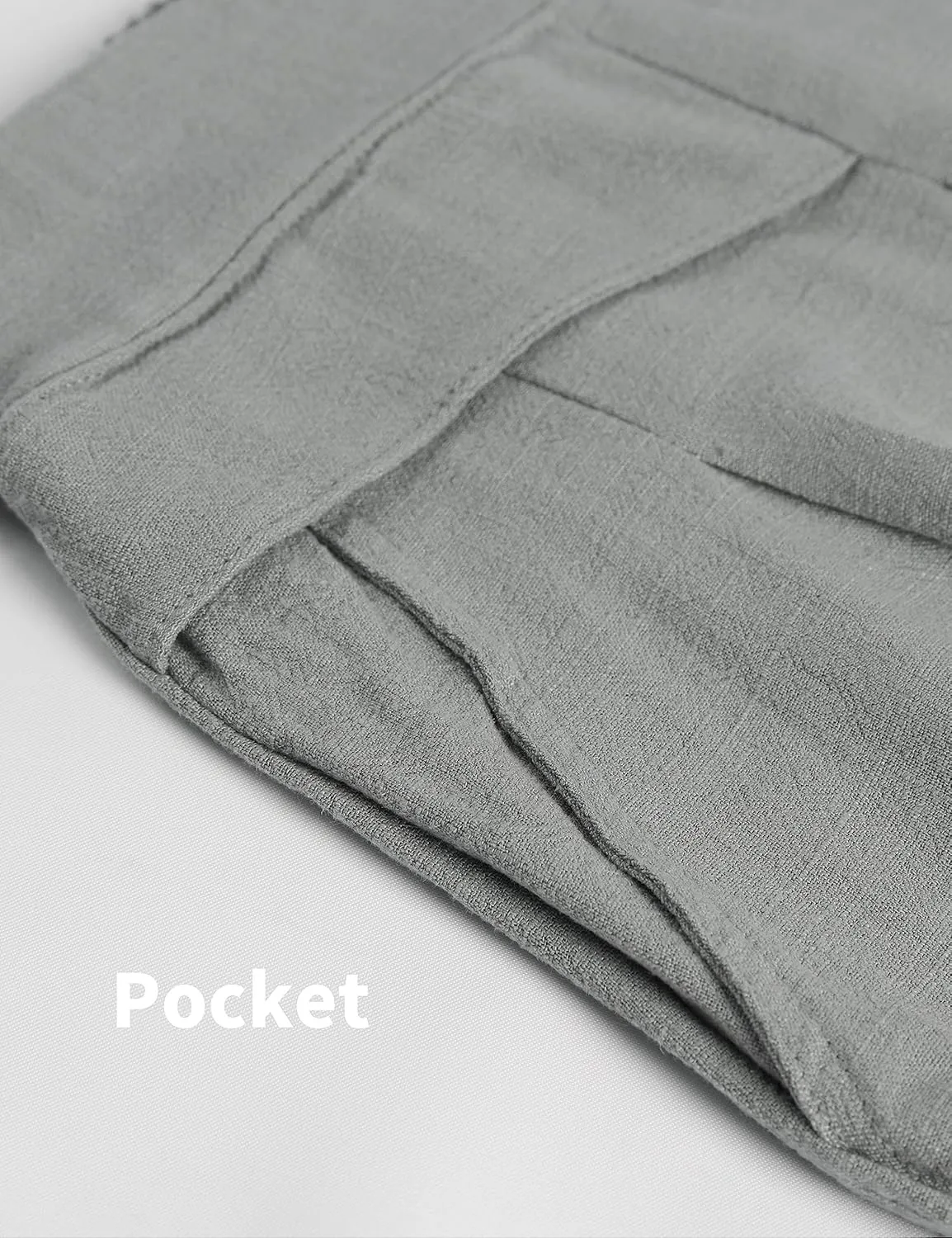 Hooever Women's Cotton Linen Culottes Pants Elastic Waist Wide Leg Palazzo Trousers Capri Pant