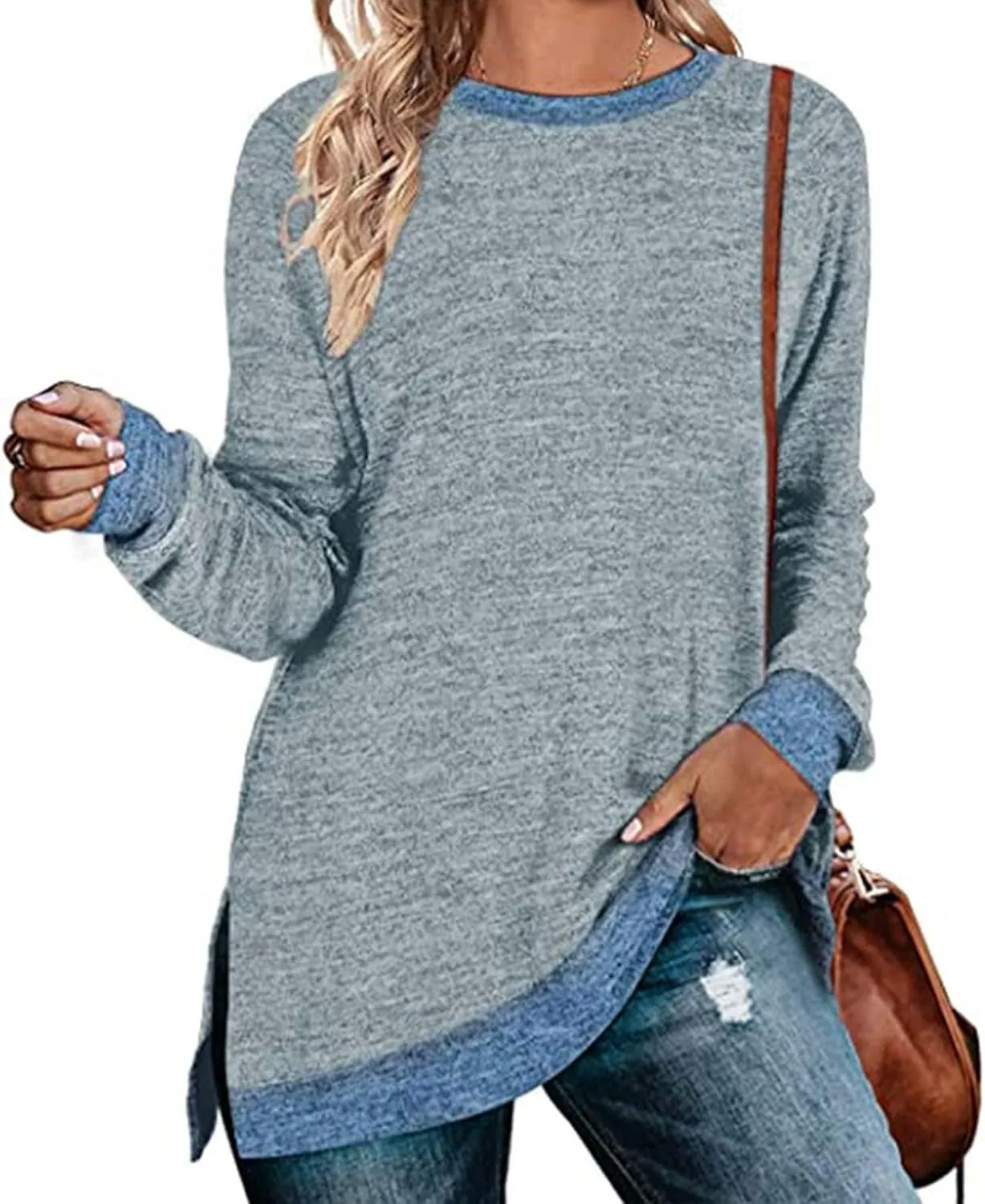 Hvyesh Oversized Sweatshirt Women Crewneck Sweatshirts Tunic Pullover Crew Neck Womens Sweaters Trending Clothes 2025 Fall