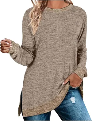 Hvyesh Oversized Sweatshirt Women Crewneck Sweatshirts Tunic Pullover Crew Neck Womens Sweaters Trending Clothes 2025 Fall