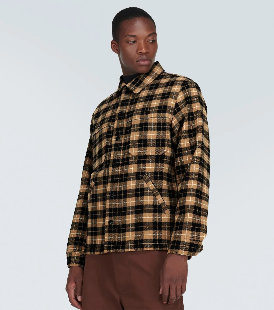 Kenzo wool blend check shirt, multicolor