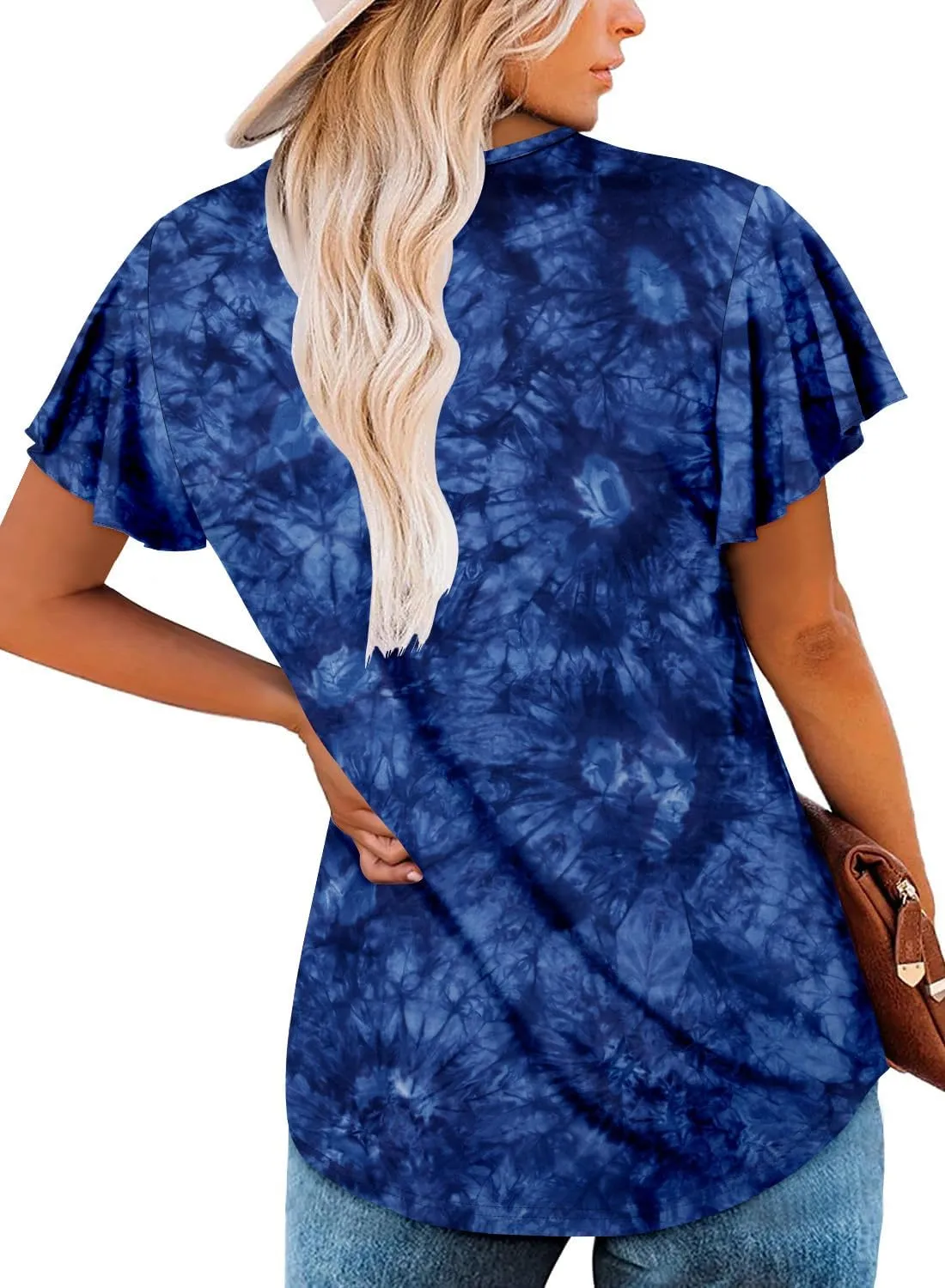 KISSMODA Short Sleeve Tunic Tops for Women Summer to Wear with Jeans Women's Tunics with Button Boho T Shirts Loose S-3XL