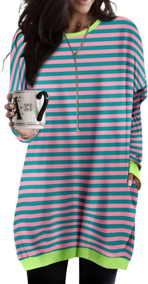 KISSMODA Women's Long Sleeve Tunic Tops Fall for Leggings Casual Long Tunics with Pockets T Shirts Loose S-3XL
