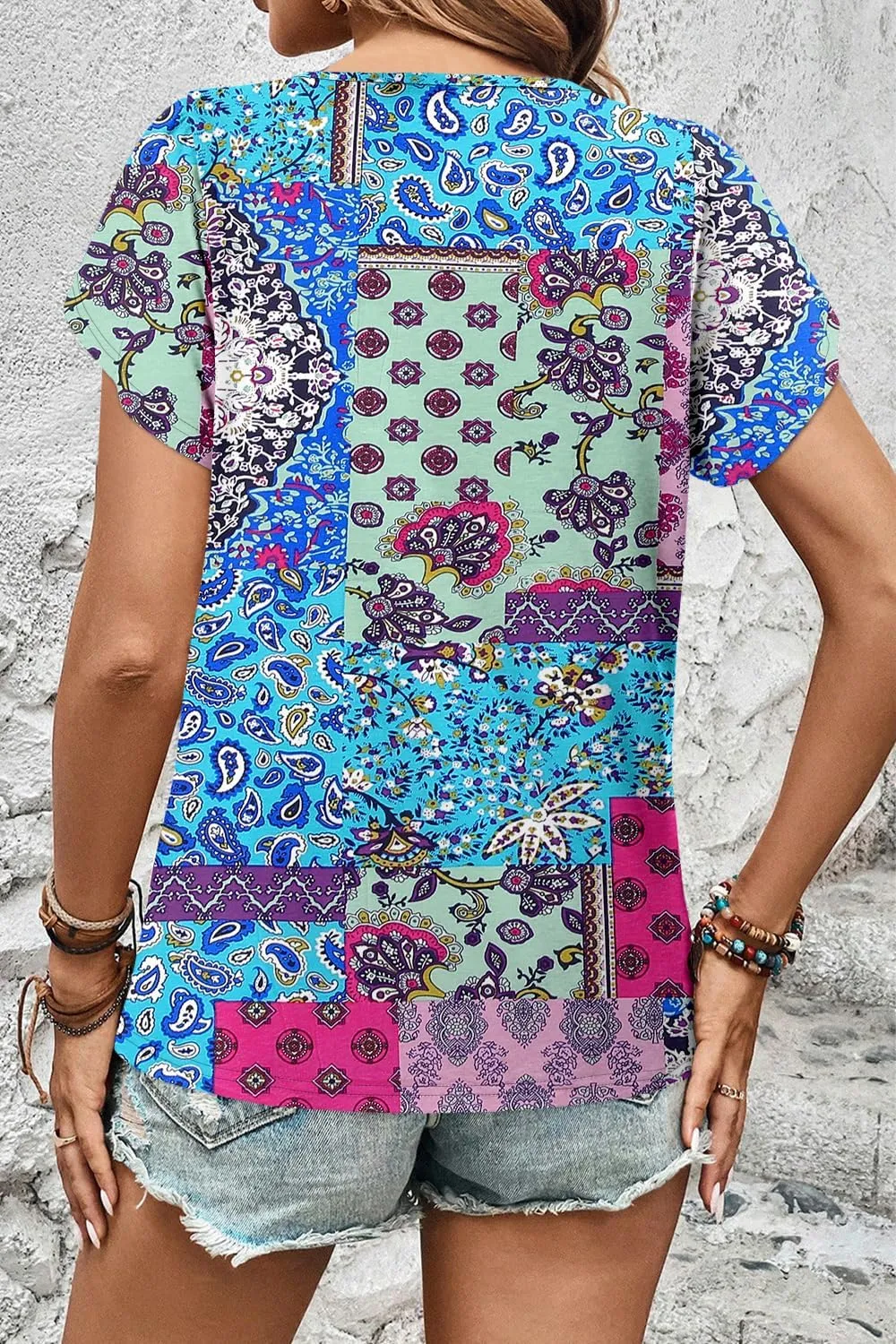 KISSMODA Womens Tops Short Sleeve Plus Size Tunic Top Casual Shirt O-neck Boho Blouse Summer Basic Tunics Tops for Woman
