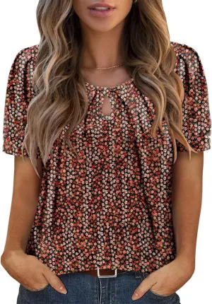 KISSMODA Womens Tops Short Sleeve Plus Size Tunic Top Casual Shirt O-neck Boho Blouse Summer Basic Tunics Tops for Woman