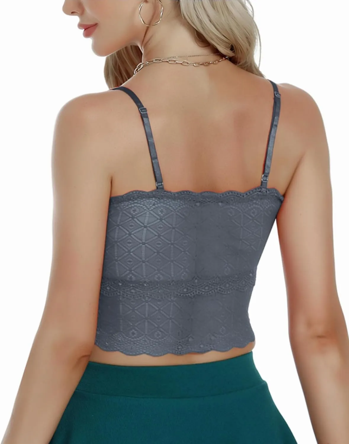 Lace Bralette for Women Camisole Tops Spaghetti Strap Double-Layered Tube Tops Lace Bandeau Bra