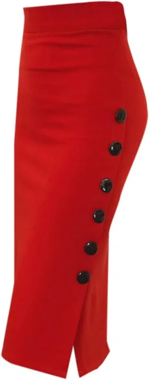 Ladies Sexy Hip Skirt Hight Waist Slim Slit Button Solid Color Maxi Skirts 2025 Clothes