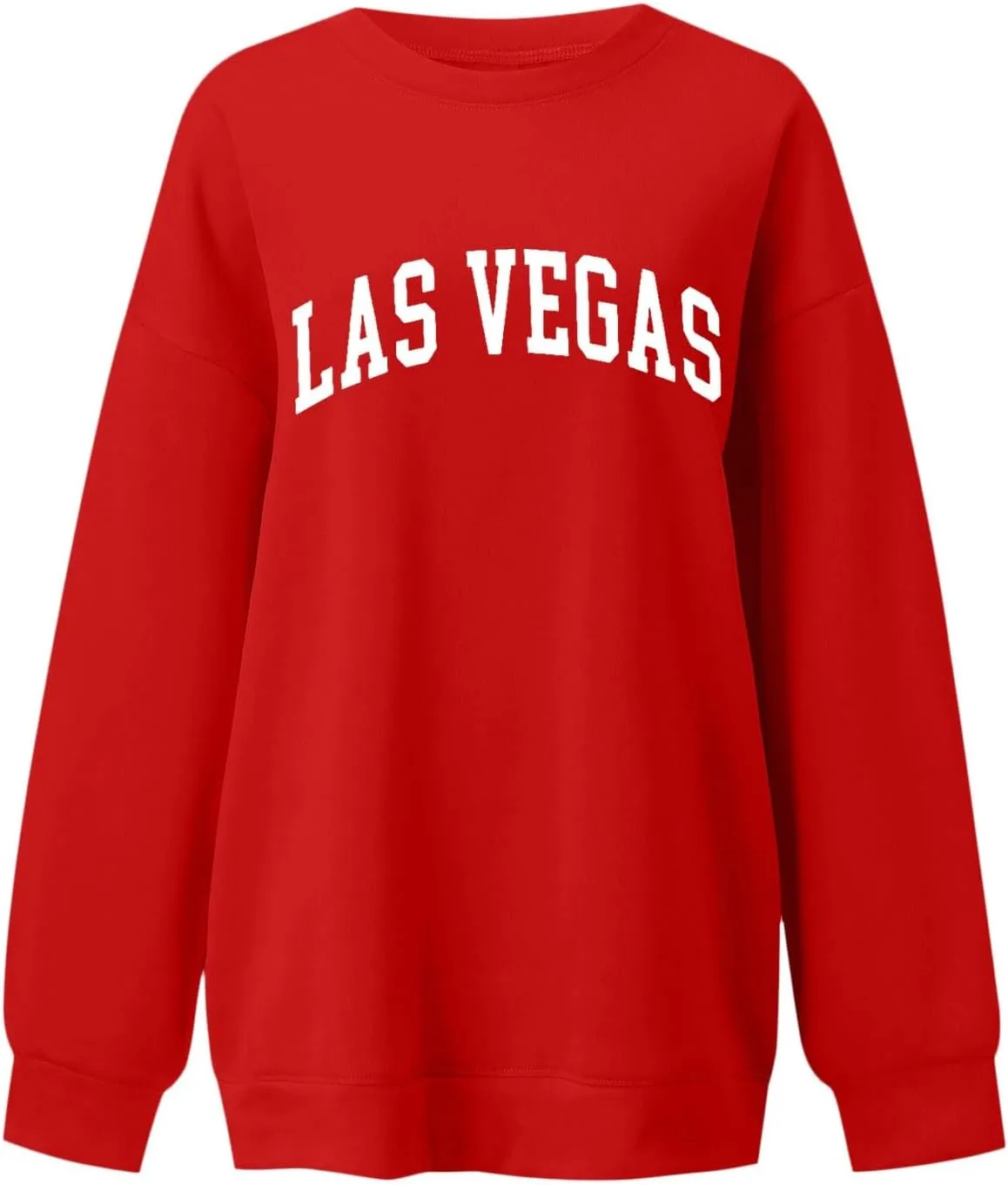 Las Vegas Sweatshirts for Women Letter Print Loose Fit Trendy Casual Pullover Tops Hoodies Crew Neck Sweatshirt