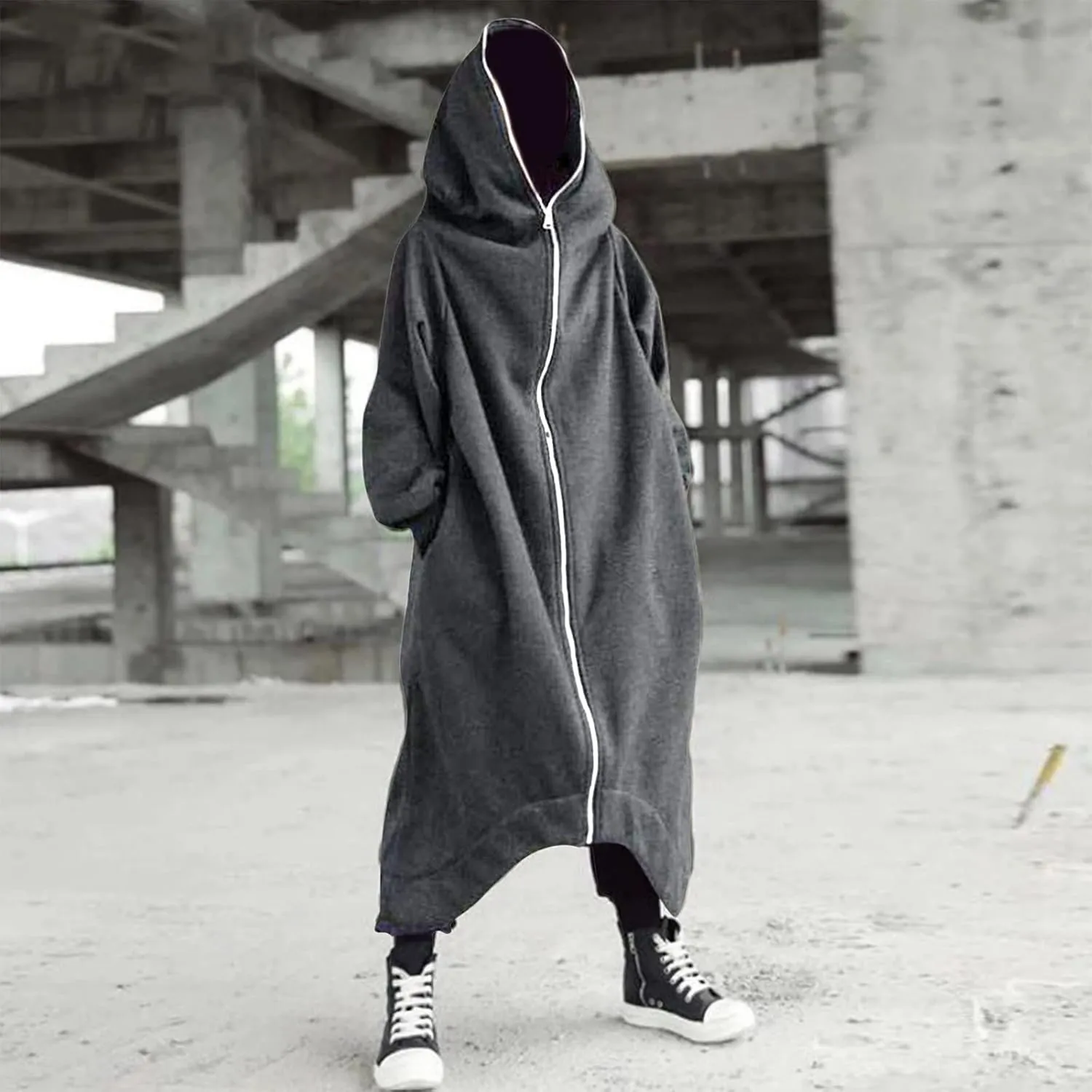LCMTWX Men's Hooded Fleece Sweatshirt Coat Jackets Casual Stitching Hooded Zipper Sweater Coat Loose Warm Winter With Zip