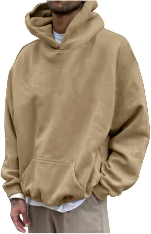 LCMTWX Mens Hoodies Pullover Casual Loose Solid Hooded Sweater Top Pullover Hooded Sweatshirt for Men Heavyweight Fleece