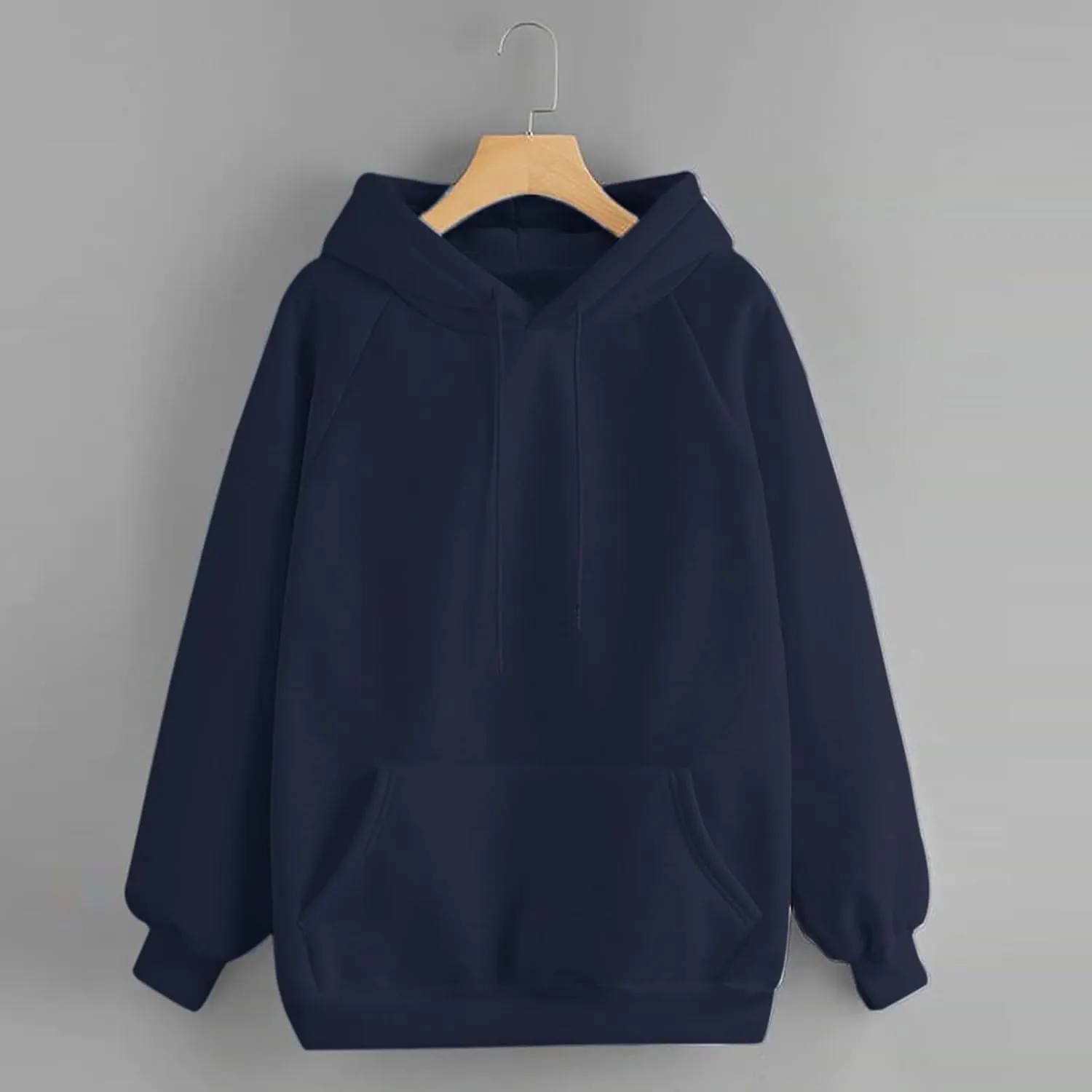 Lightweight Drawstring Hoodies for Women Fall Winter Solid Color Hooded Sweatshirt Oversized Long Sleeve Pullover Top