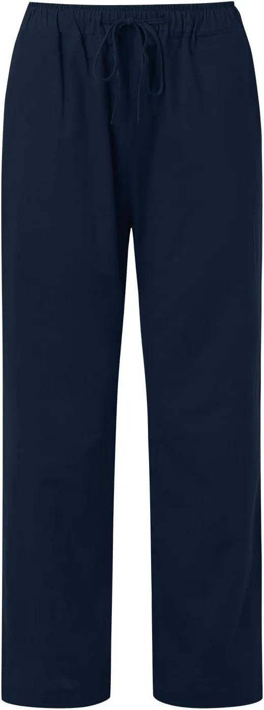 Linen Pants for Women High Waisted Pant Summer Lightweight Cotton Pants Beach Flowy Drawstring Trousers with Pocket