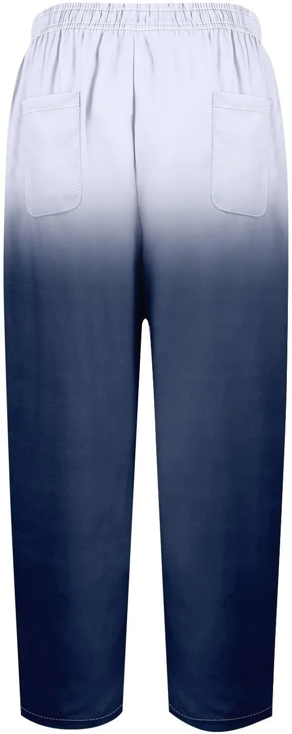 Linen Pants Women Women High Waisted Wide Leg Plus Size Capri Pants Lightweight Capri Trousers S 5XL Capri Pants
